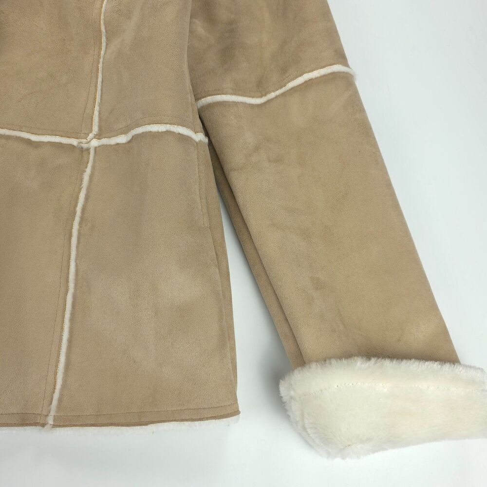 VEGAN Penny Lane Faux Fur Coat Suede Shearling 70s Afghan Boho Downtown Girl - Picture 7 of 8